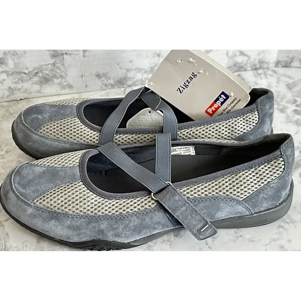 Propet Shoes Womens 10 Medium Zigzag Blue Gray Walking Orthotic Comfort New‎
